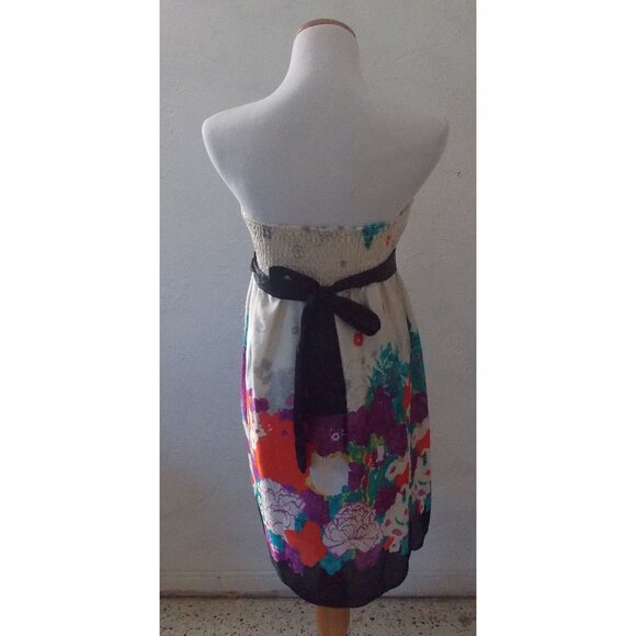 Charlotte Russe Dress Medium Floral Multicolor Strapless Empire Waist Ruched - Picture 3 of 7
